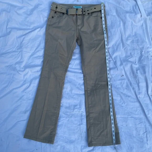 Wurl Boot khaki low rise bootcut jeans with belt - Picture 6 of 8